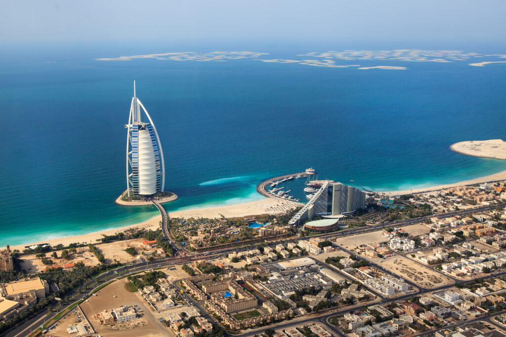 Aerial view of Dubai in the United Arab Emirates
