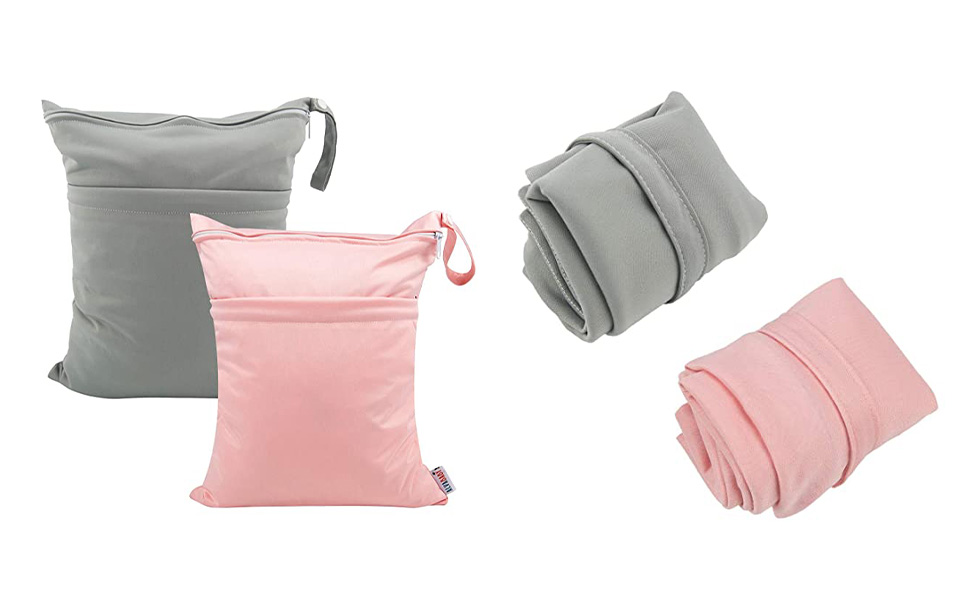 ALVABABY Waterproof Wet Bags in pink and grey