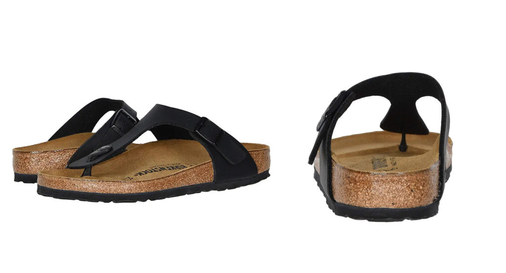 two views of the Birkenstock Gizeh in black