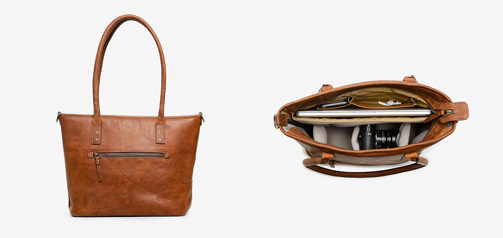 The Capri II bag from ONA bags, as seen from the side and from above
