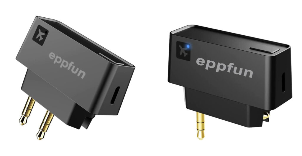 Two angles of the eppfun bluetooth wireless transmitter