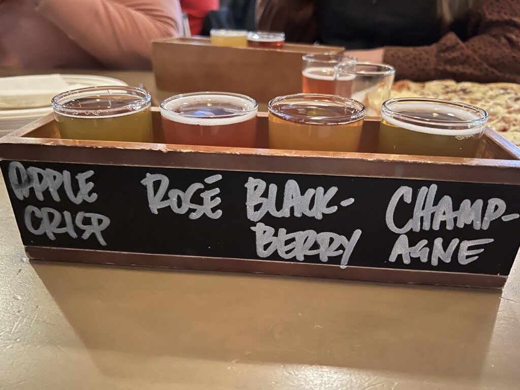 Flight of beer from One Barrel Brewing Company in Door County, Wisconsin