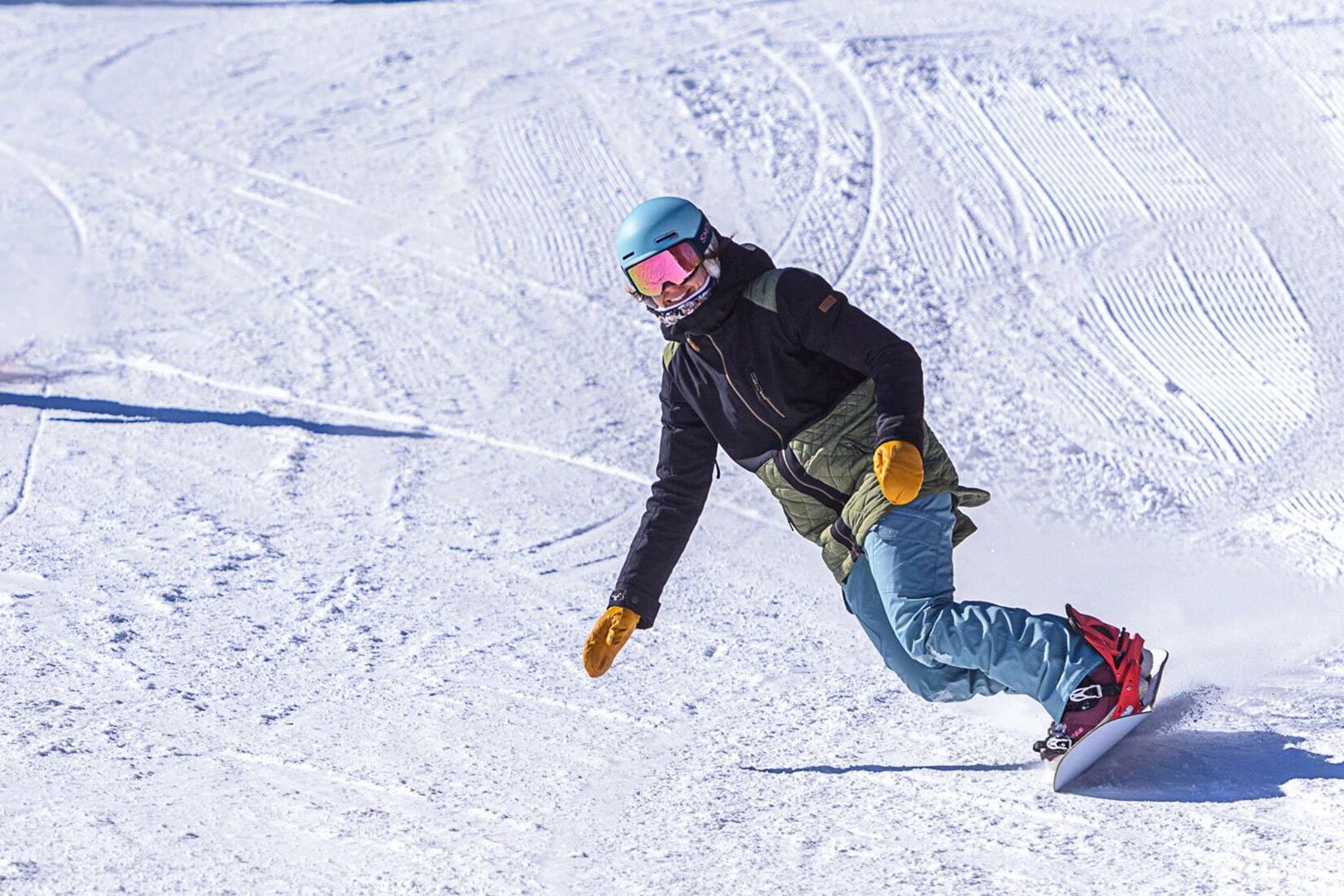 Person skiing down Stratton Mountain in Stratton, Vermont