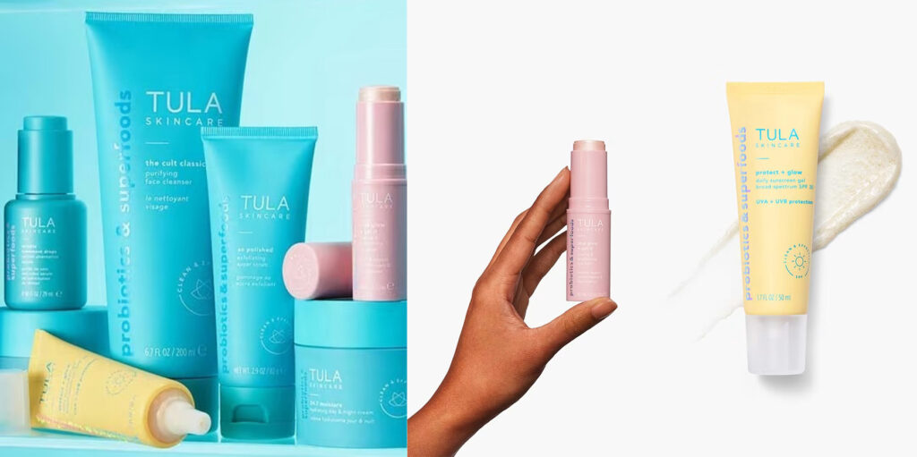 Multiple TULA skincare bottles