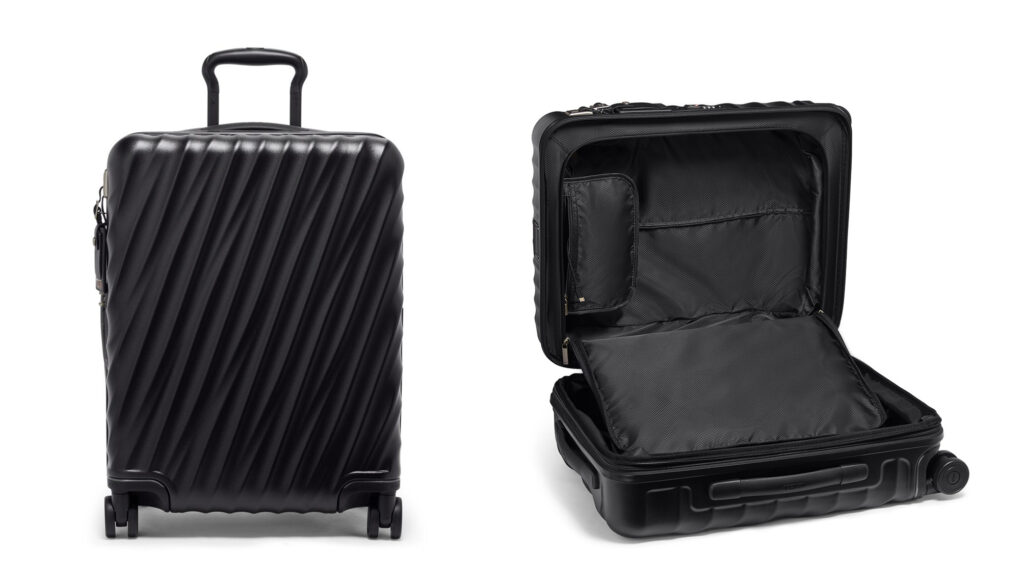 Two views of the Tumi Continental Expandable 4-Wheeled Carry-On