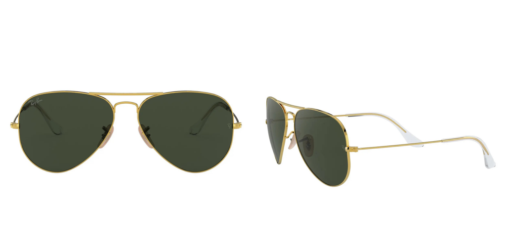 Two angles of the Ray-Ban Aviator Sunglasses